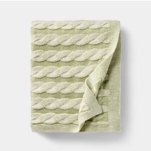 Threshold Designed W Studio McGee 50"x60" Twisted Cable Throw Blanket Green & Cr